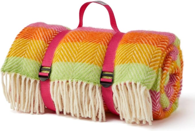 Picknickkleed Polo Visgraat Vrolijk Gestreept - Wol - Waterdicht - 145x183cm - Tweedmill
