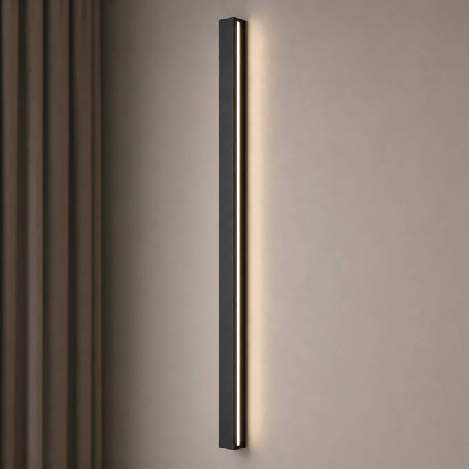 Lucande LED wandlamp Kinsley, 90 cm, zwart, dimbaar, CCT