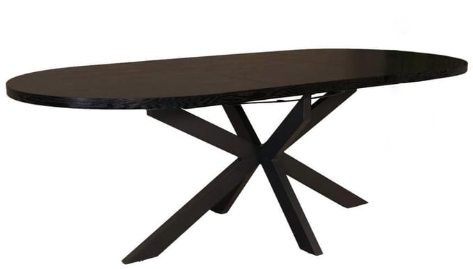 Uitschuifbare eettafel ovaal 180-240cm Liam zwart MDF eetkamer tafel