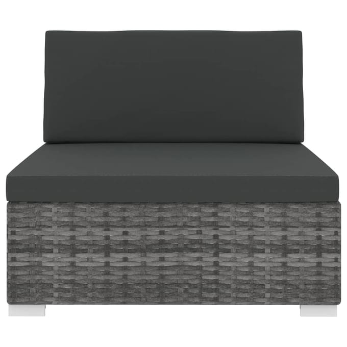vidaXL - Middenbank - 1 - st - met - kussens - poly - rattan - grijs