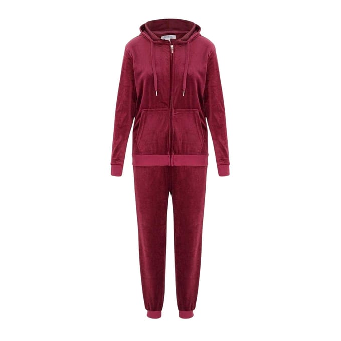Miso Dames Velours Trainingspak Set (Fuchsia)