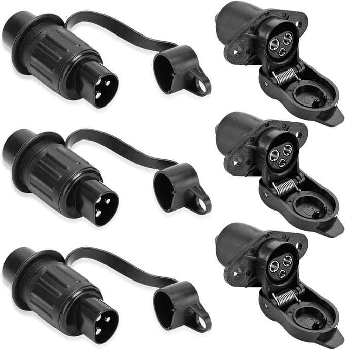 Solidchoice - 3 Stuks 3-polige Aanhangerstekker voor Tractor en Landbouwmachine