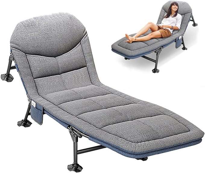 Opvouwbaar Karperligbed Campingbed Draagbaar Ligstoel 210x68 cm Grijs