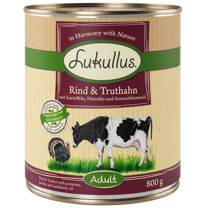 6x800g Rund & Kalkoen Lukullus Hondenvoer