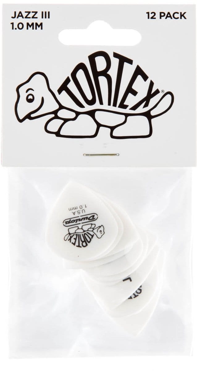 Jim Dunlop Tortex - Plectrums - Pitch Black Jazz III - 1,00 mm - Player's Pack 12 Stuks