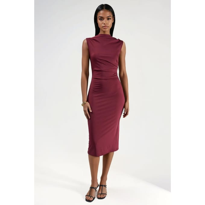 Gerimpelde Bodycon Midi-jurk