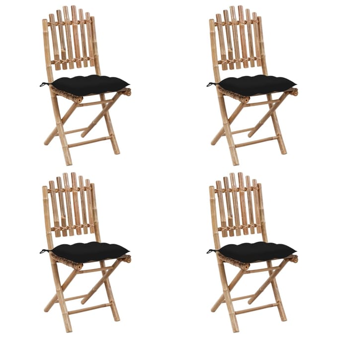 vidaXL - 5-delige - Tuinset - inklapbaar - met - kussens - bamboe