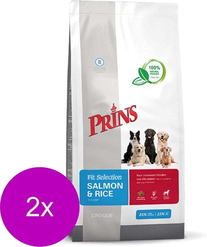 Prins Fit-Selection Zalm&Rijst - Hondenvoer - 2 x 2 kg