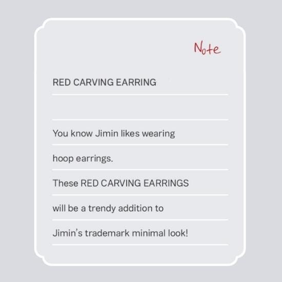 BTS Jimin Red Carving-oorbellen beige