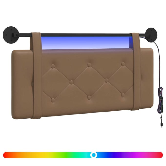vidaXL - Hangend - hoofdbord - Met - LED-verlichting - Cappuccino - Kunstleer