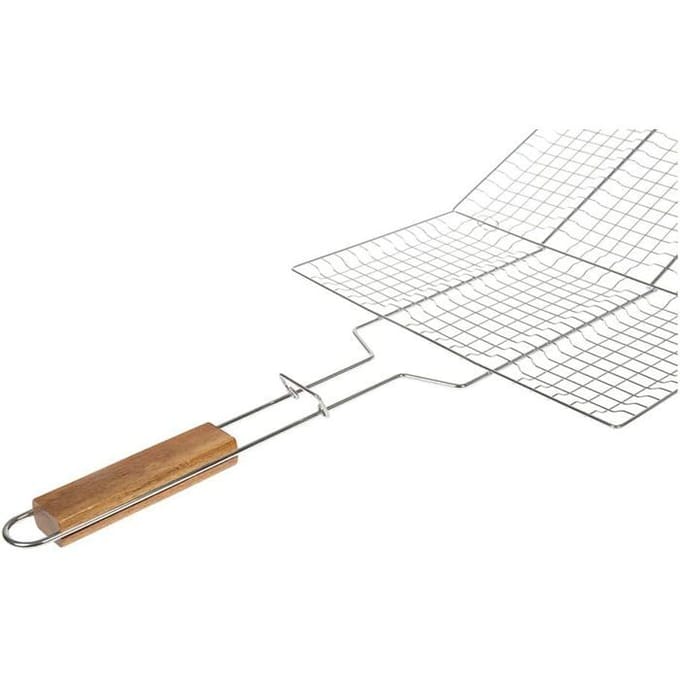 Grillrooster - KALANKA - Ref. 001088 - 34x22 cm - 3 vakken - Handvatten van acacia