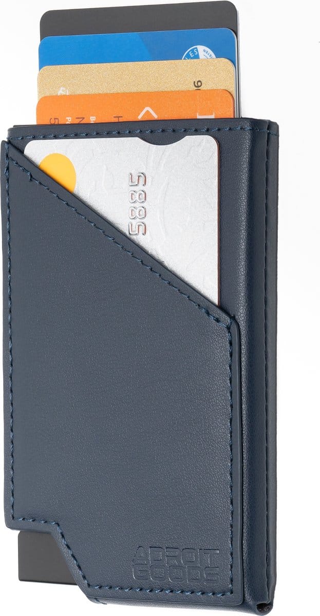 AdroitGoods Pasjeshouder 7 Pasjes Portemonnee - Creditcardhouder Met RFID Technologie - Leder - Blauw