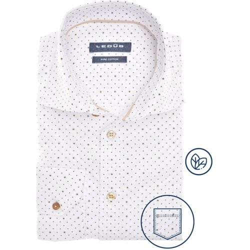 Ledûb Overhemd Allover Dot Star Pattern Pure Cotton Wit-Blauw / male