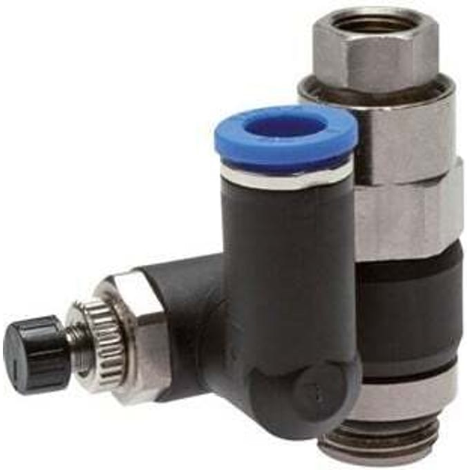 Draaibaar Regelventiel 6 mm - G1/8''-M5 Regeling-Uit Messing/Nylon Indirect Gestuurde Terugslagklep