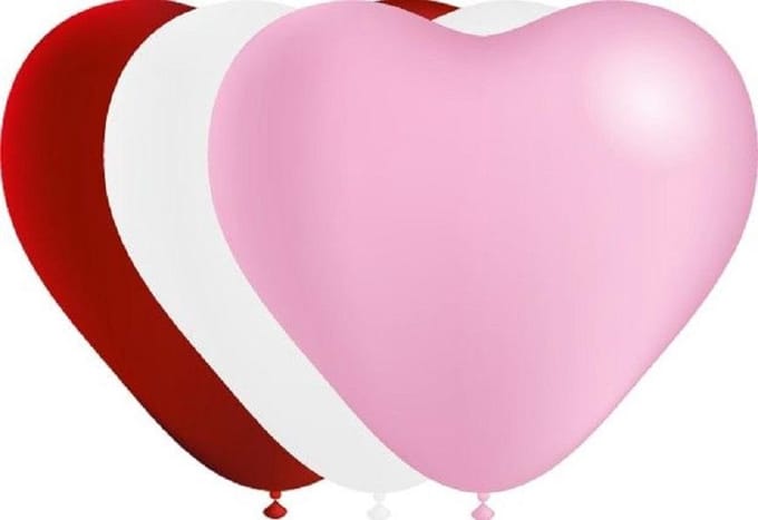 10x Hartjes ballonnen rood/wit/roze