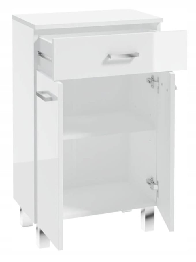 Deftrans Mea Serie - Badkamerkast - 50x85 cm - Wit Hoogglans - Staand - 2 Planken