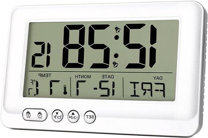 Digitale Wekker - Batterij Klok - Wakker Worden - Groothoek LCD - Dubbele Wekker - Wit