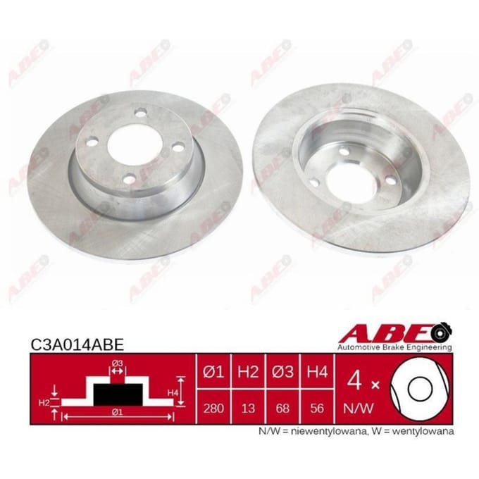 Remschijf ABE C3A014 voorkant, compleet, sterk gecarboniseerd, 1 Stuk
