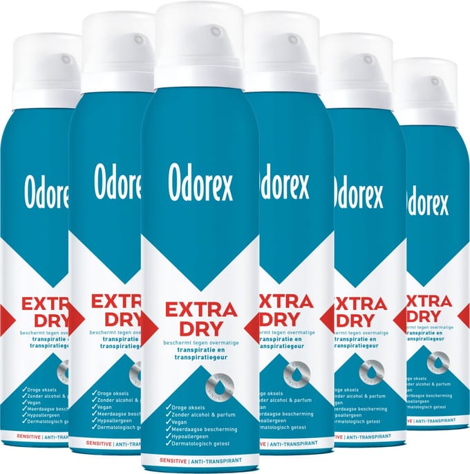 Odorex Extra Dry Deodorant Spray Sensitive - 6x 150ml - voordeelverpakking