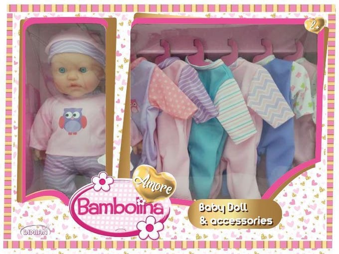 Pop baby met 6 extra outfits - 30 cm.