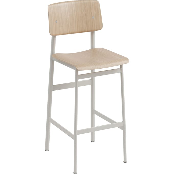Muuto Loft Barkruk - Zithoogte 75 cm - eiken / grijs