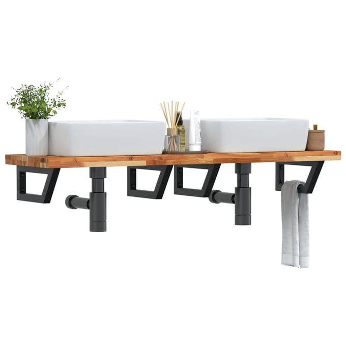vidaXL - Badkamer - wandschap - staal - en - massief - acaciahout