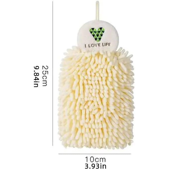 Serviette Chenille Torchon Cuisine Salle de Bain Essuie-Mains Boule de Poils Ménager Suspendable Séchage Rapide Doux Absorbant Microfibre beige