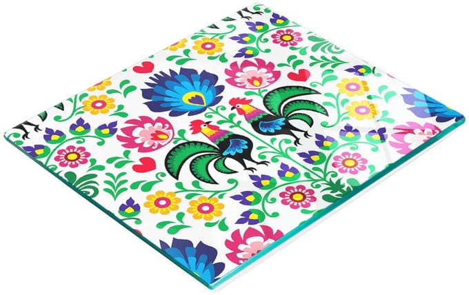 Multifunctionele decoratieve keukenplank met gehard etnisch patroon 60x52 cm