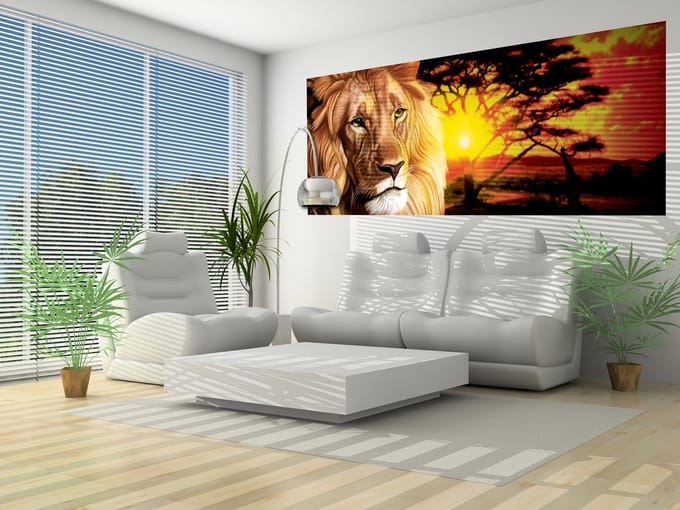 Lion Sunset Africa Nature Tree Photo Wallcovering