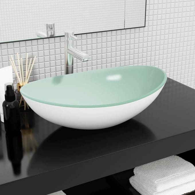 vidaXL - Wasbak - 54,5x35x15,5 - cm - gehard - glas - wit