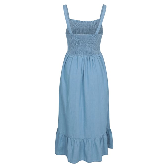 Mountain Warehouse Dames Marbella Spaghettibandjes Shirred Midi Jurk (Lichtblauw)