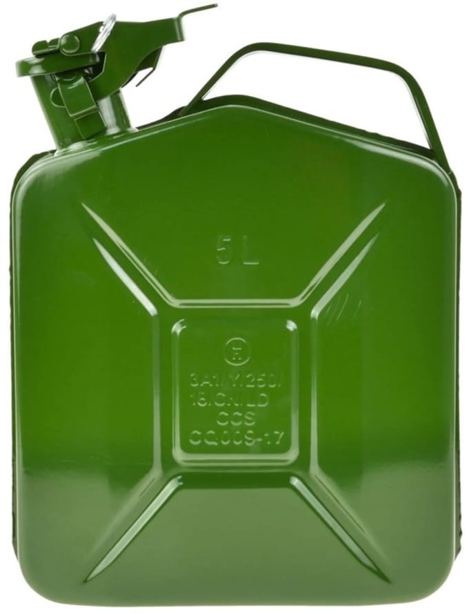 GEKO Verticale metalen jerrycan - 5L - olijfgroen - stevige constructie