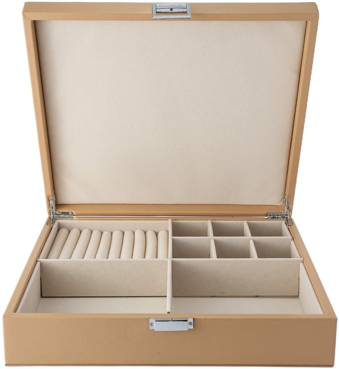 Emilie collection - sieradendoos - luxe juwelendoos - beige - beautycase - maat large