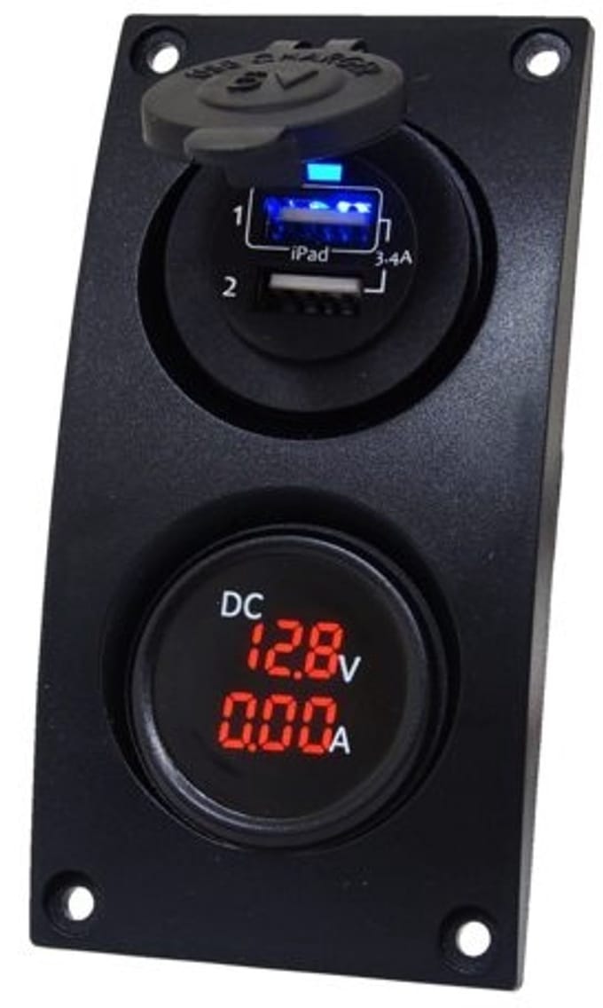 dubbel USB & Volt/ampere meter