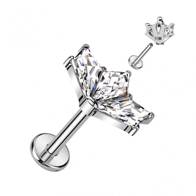 Piercing titanium top wing intern schroefdraad 1.2x8 - zilver - LMPiercings