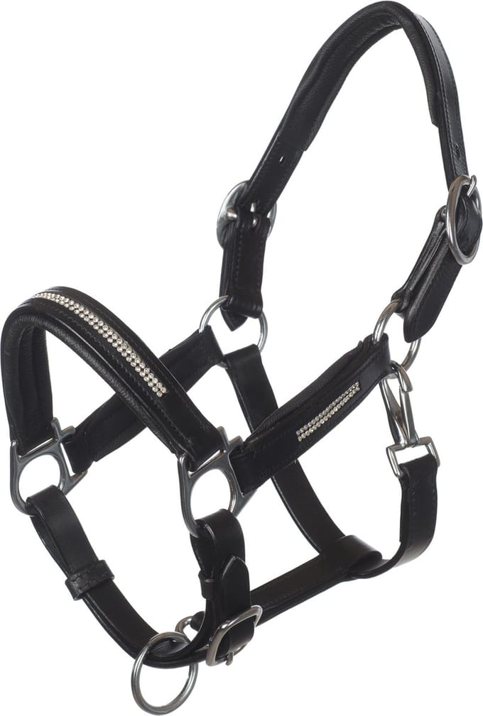 MHS Leren Halster Bling Mini Zwart / Zilver