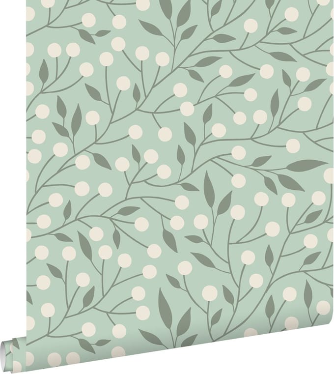 ESTAhome behang bloemmotief mintgroen - 50 x 900 cm - 139592