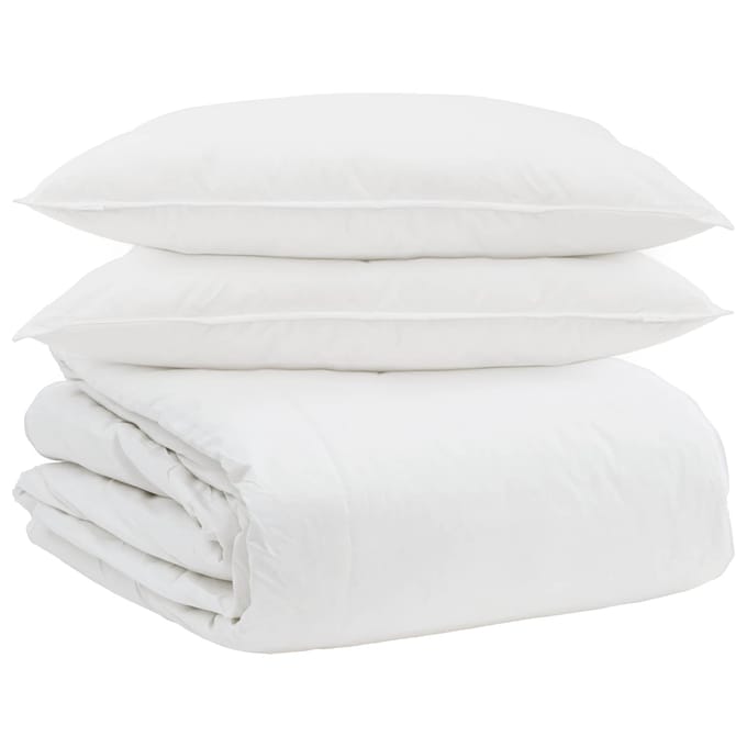vidaXL - Deken - Set - met - kussen - 3 - st - Wit - Donsveer