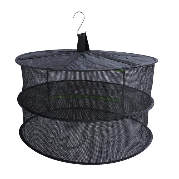Kruidendroogrek met Ritsopening Meerlaags Multifunctioneel Hangend Plantendroognet voor Kweek 2 Layers black
