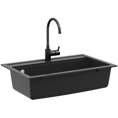 vidaXL - Wasbak - Graniet - 795 - x - 505 - mm - Zwart