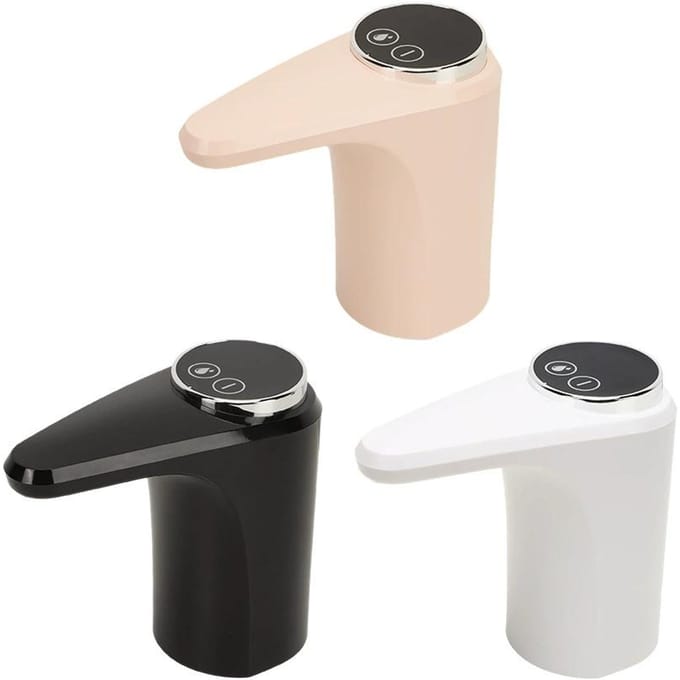 Draagbare oplaadbare automatische waterdispenser met dubbele pomp en slimme uitschakeling beige