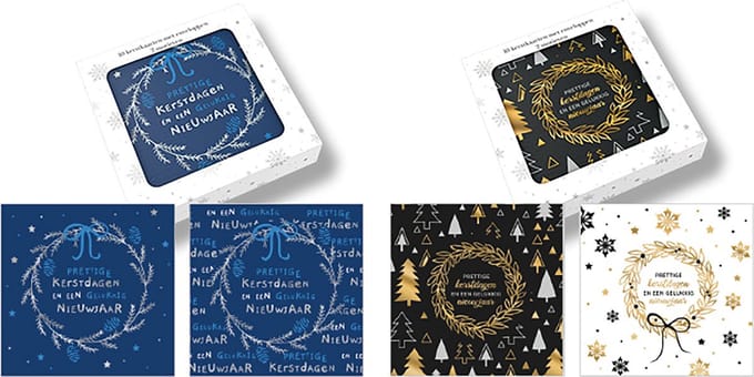 MGPcards - 20 Luxe Kerstkaarten - FSC - Blanco binnenzijde - Foliedruk - 2 Motieven - Vierkant