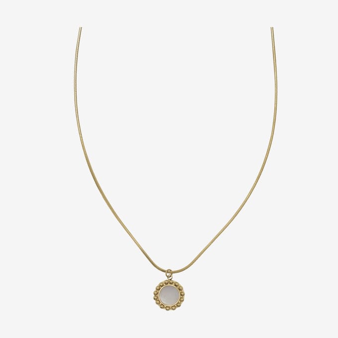 Essenza Gold Flower White Stone Necklace Gold