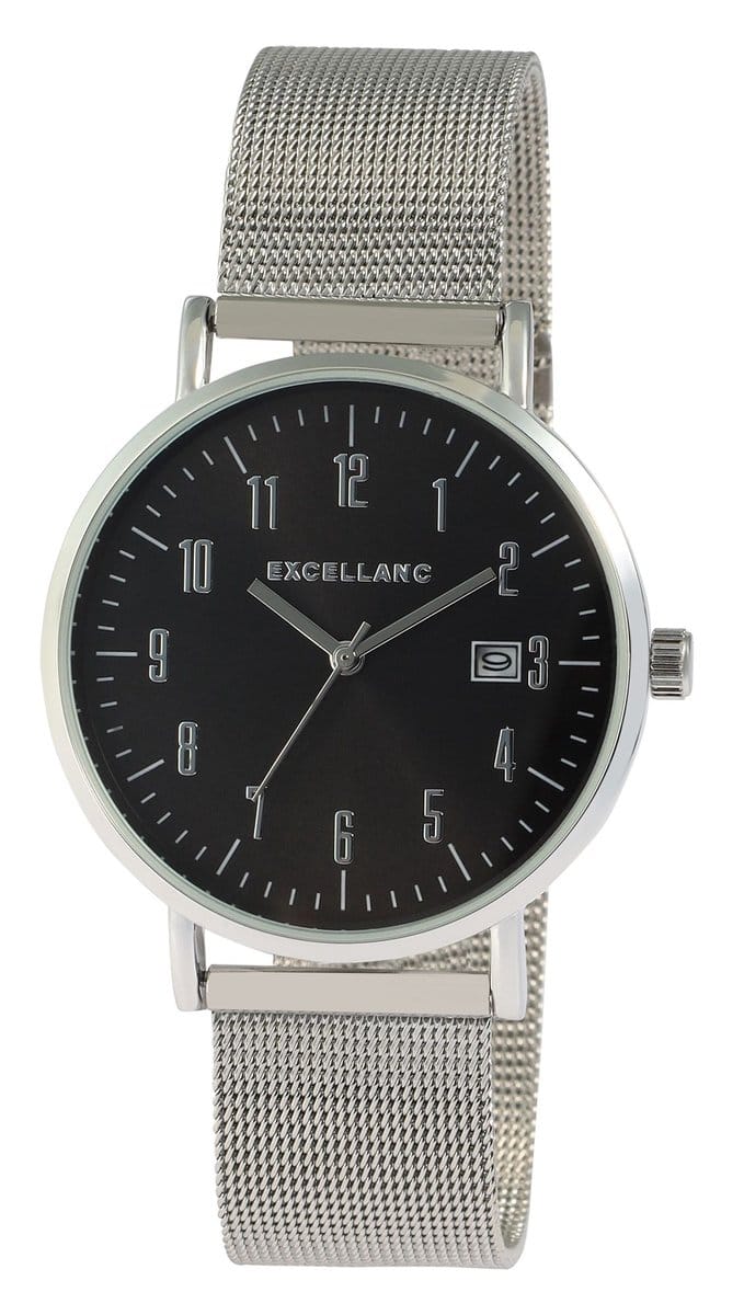 EXCELLANC herenhorloge Edelstahl Datumsanzeige