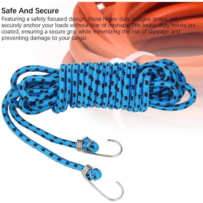 2 STUKS Bungee Koord 8m Lengte Multifunctioneel Rubber Zwaar Uitvoerbaar Bungee Riem voor Buiten blue