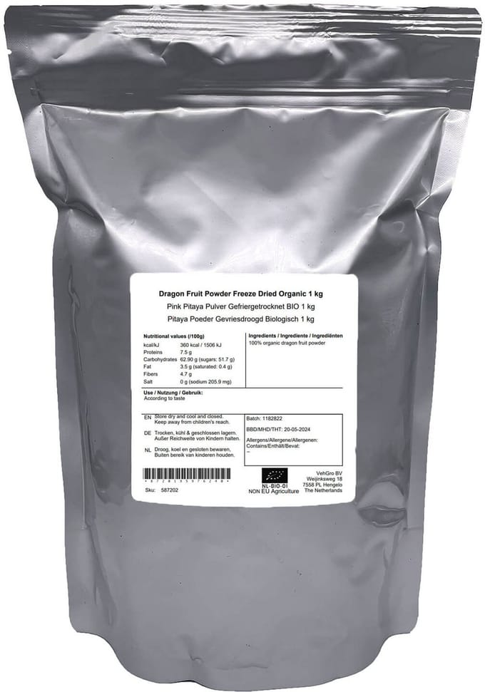 Pink Pitaya Poeder Gevriesdroogd - 1 Kg - Holyflavours