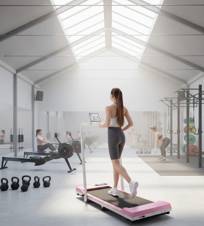 Treadmill Walking Pad met Helling - Helling & Afstandsbediening – Roze - Medahomestore