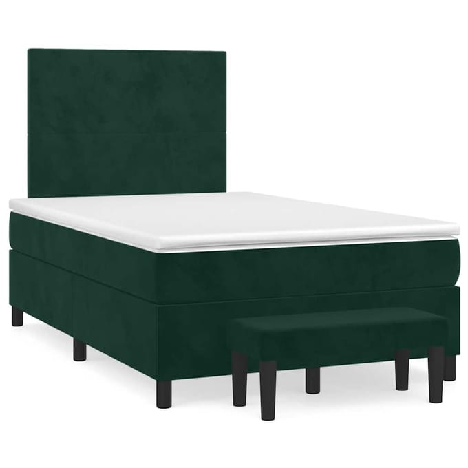 vidaXL - Boxspring - met - matras - fluweel - donkergroen - 120x190 - cm