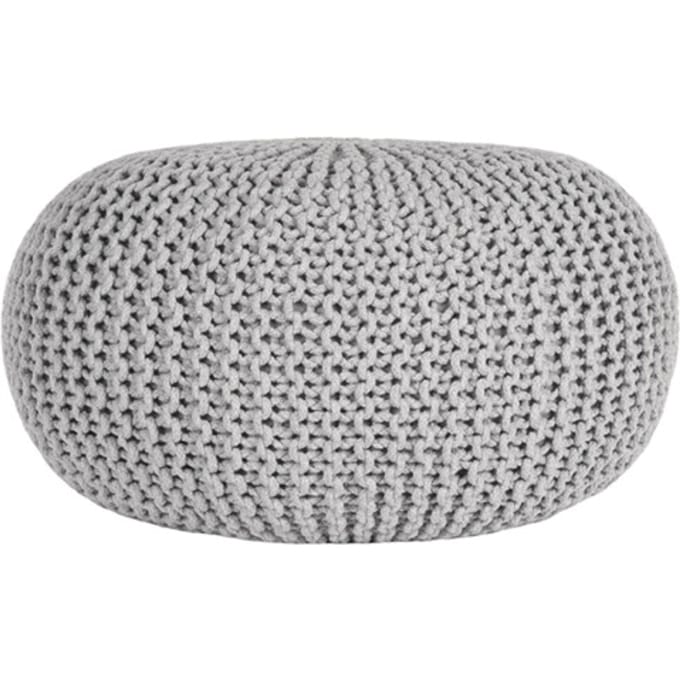 LABEL51 - Poefs Knitted - Lichtgrijs - 70x70x35cm