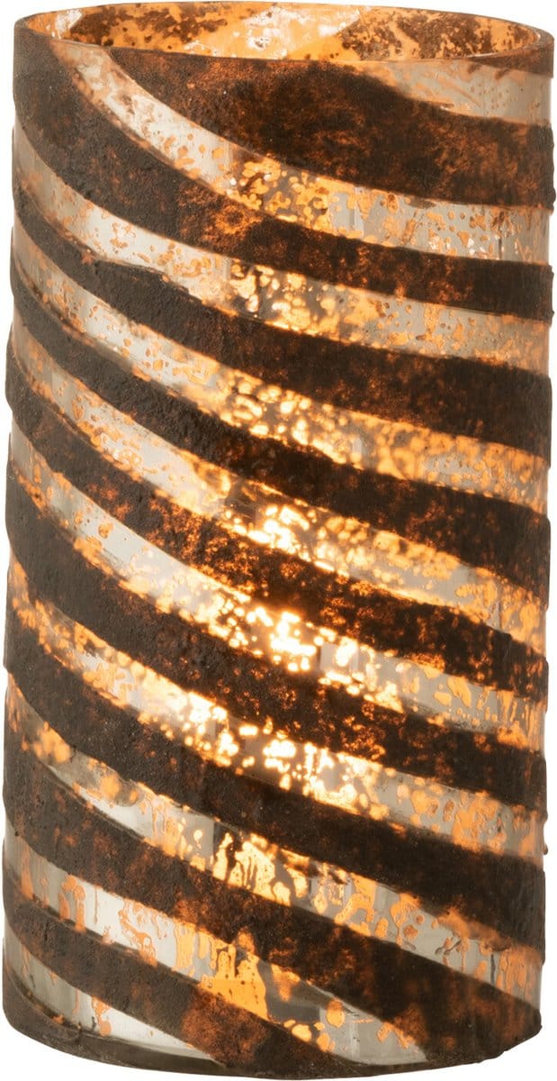 J-Line vaas Strepen Rond - glas - zilver - small - 28 cm hoog